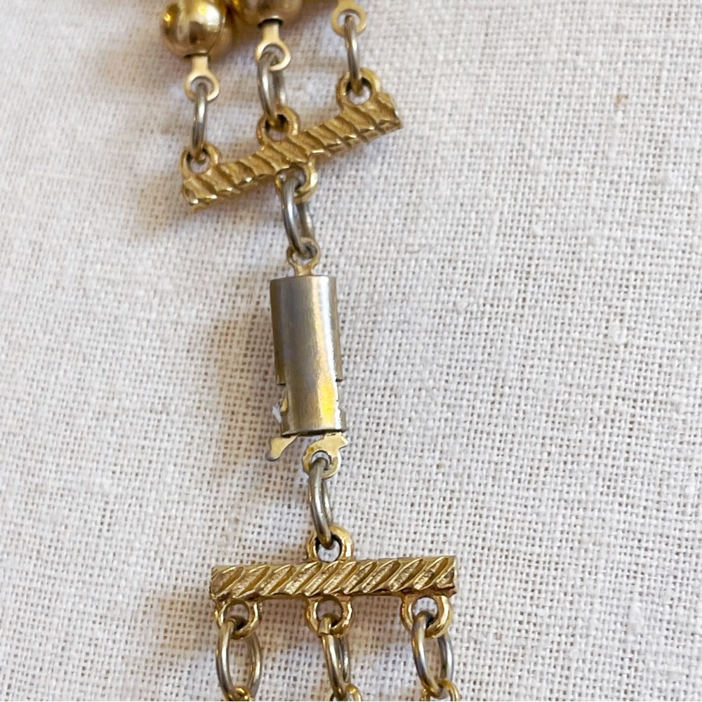 Gold Tone Beaded Multistrand Statement Necklace 2… - image 6